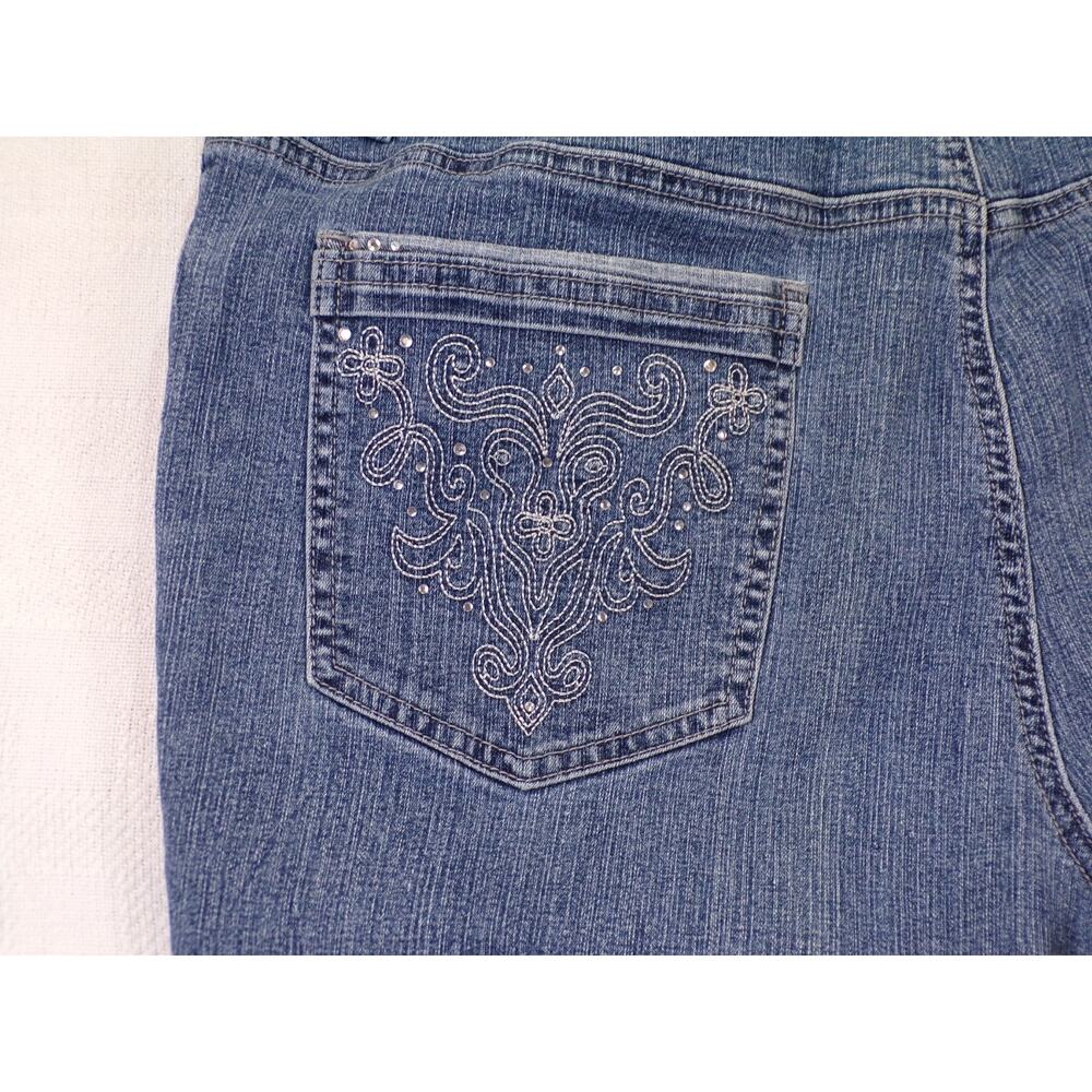 Westport Woman Jeans Blue Denim Embellished Rhinestone Pocket Straight Leg 16W - Picture 9 of 14